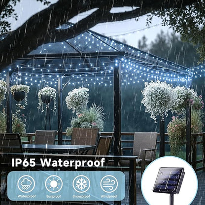 4 Pack 180FT Solar Christmas Lights Outdoor Waterproof, Super Bright 320 LED Solar String Lights with 8 Lighting Modes, Green Wire Solar Twinkle Fairy Lights for Outside Tree Xmas Party(Cool White)
