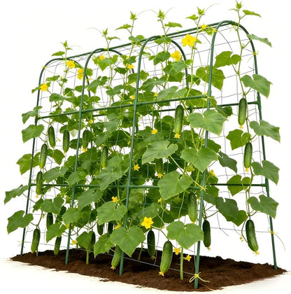 Cucumber Trellis for Climbing Plants Outdoors, U-Shape Garden Trellis for Raised Bed with Netting, Plant Support Structures for Vegetables, Grape, Bean, Tomato, Vines, 48 * 46 inch, Green