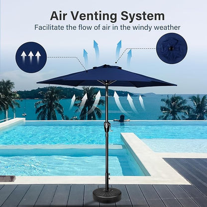 Simple Deluxe 7.5' Patio Umbrella Outdoor Table Market Yard Umbrella with 6 Sturdy Ribs for Backyard, Pool, Garden, Deck, Dark Blue