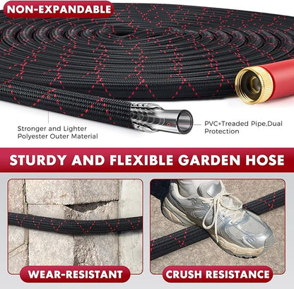 PANYEE 100FT Garden Hose, Flexible Water Hose,Lightweight Non-Expanding Leak Proof hose with 10 Functions Sprayer, Durable, Anti-Kink,Pressure Resistant for Yard, Outdoor