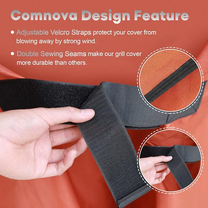 Comnova Grill Cover 58 Inch - 600D BBQ Cover for Outdoor Grill Heavy Duty and Waterproof, 58 Inch Barbecue Gas Grill Covers for Weber, Char-Broil, Nexgrill, Monument, Dyna-glo, Brinkmann and More
