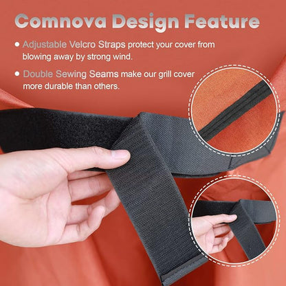 Comnova Grill Cover 58 Inch - 600D BBQ Cover for Outdoor Grill Heavy Duty and Waterproof, 58 Inch Barbecue Gas Grill Covers for Weber, Char-Broil, Nexgrill, Monument, Dyna-glo, Brinkmann and More