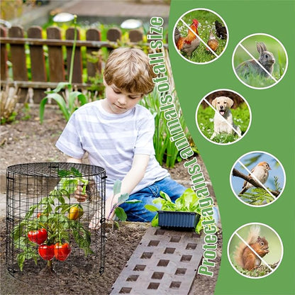 Garden Plant Protectors from Animals,Metal Plant Cage Chicken Wire Cloche with Ground Stakes and Nylon Tie,Garden Plant Protectors for Flower Vegetable to Keep Animals Out-11.8"x 12.6" (6)