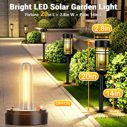 Amzarp 6 Pack Solar Garden Lights, Bright LED Solar Pathway Lights Outdoor IP65 Waterproof Rugged Shatterproof Auto On/Off for Landscape Garden Yard Walkway Driveway Lawn Lighting (3000K Warm White)