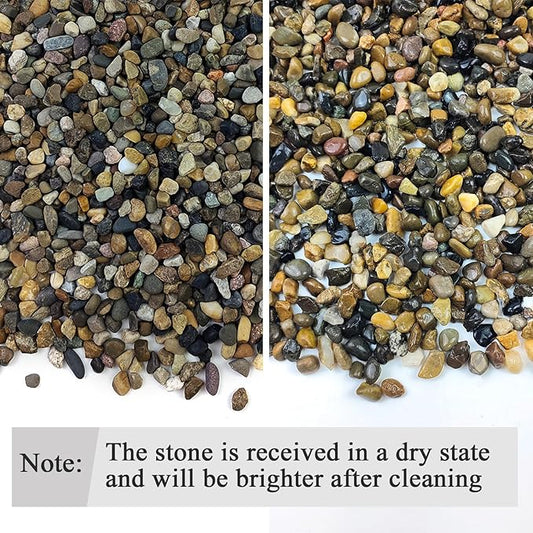 FANTIAN 40 lbs Aquarium Gravel, 1/4 Inch Fish Tank Pea Gravel, Decorative River Rocks Stone for Freshwater Tanks, Outdoor Pond, Garden, Landscaping, Terrarium, Soil Drainage
