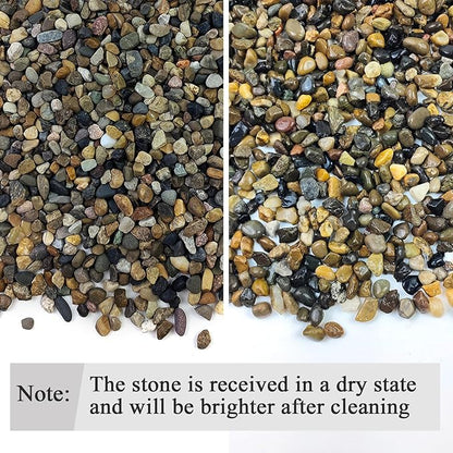 FANTIAN 2 lbs Aquarium Gravel, 1/4 inch Pea Gravel for Fish Tank, Decorative Pebbles River Rocks for Plants Succulent Vase Indoor Water Fountains and Outdoor Landscaping