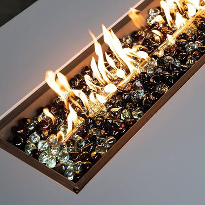 Mr. Fireglass 10 Pounds Blended Diamond Fire Glass, 1 inch High Luster Reflective Glass Rocks for Propane Fire Pit, Firepit Glass Mix for Patio & Landscape, Onyx Black, Crystal Ice, Amber