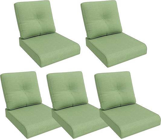 Outdoor Chair Cushions Set for Patio Furniture, 22x25/22x24 Inch, Waterproof & Fade Resistant Patio Chair Cushions, Thick Patio Furniture Cushion for Chair, Sofa, and Couch (Green, 5 Set)