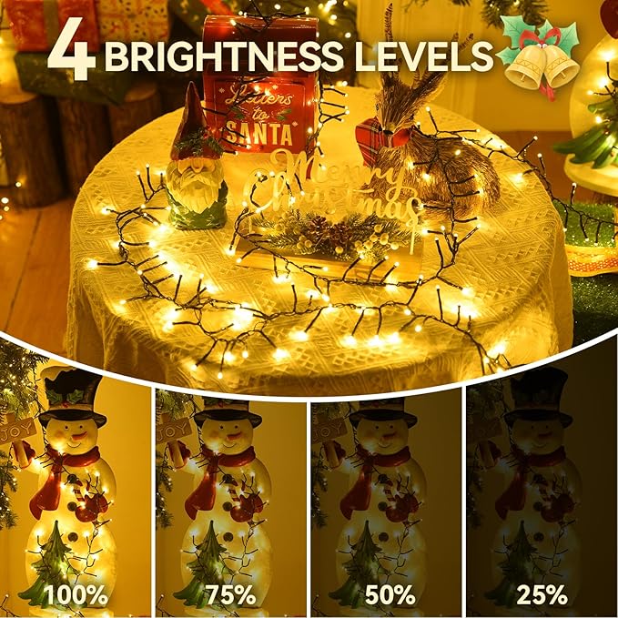 500 LED Warm White Christmas Lights: 49Ft Twinkle Lights for Christmas Tree with Remote - Waterproof Fairy Lights Firecracker Plug in String Lights for Garden Wedding Party Indoor & Outdoor Use