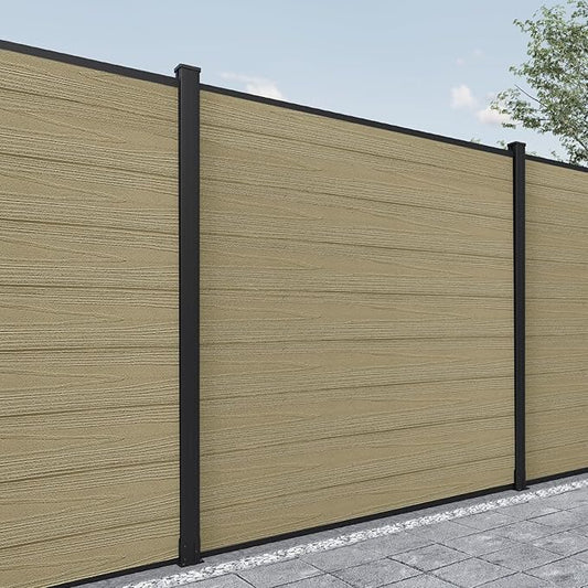 Mondaria Privacy Fence Panels for Outside, 6ft(W) x 6ft(H) Outdoor Fence with 2 Posts, Wind Resistant Wood Plastic Composite Fencing Panels for Patio,Backyard,Garden and Swimming Pool(Ancient Wood)