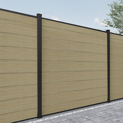Mondaria Privacy Fence Panels for Outside, 6ft(W) x 6ft(H) Outdoor Fence with 1 Post, Wind Resistant Wood Plastic Composite Fencing Panels for Patio,Backyard,Garden and Swimming Pool(Ancient Wood)