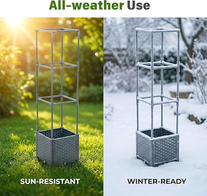 Raised Garden Bed with Tomato Planter Cage, 41.3" Trellis Planter Boxes for Outdoor Patio Greenhouse Gardening Climbing Vegetables