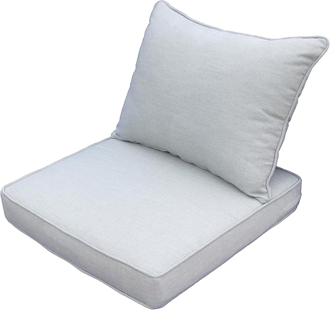 Generic Outdoor Patio Furniture Replacement Cushions,25X25X5 Inch Deep Seat Chair Seat Back Cushion Set,All Weather Breathable Sectional Cushions for Patio Furniture Couch Loveseat,Light Gray Grey