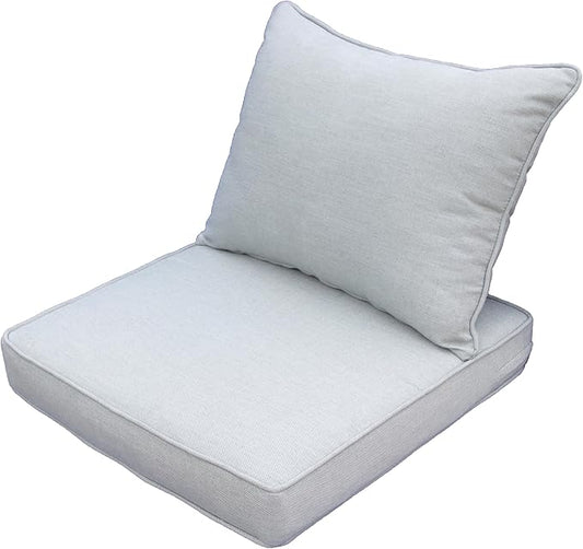 Generic Outdoor Patio Furniture Replacement Cushions,25X25X5 Inch Deep Seat Chair Seat Back Cushion Set,All Weather Breathable Sectional Cushions for Patio Furniture Couch Loveseat,Light Gray Grey