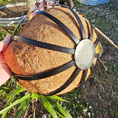 4 Pack 12 Inch Hanging Planters for Outdoor Plants Metal Hanging Planter Basket with Coco Coir Liner Round Plant Black Flat Iron Metal Flower Pots for Deck Patio Porch Garden Balcony