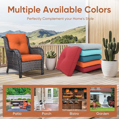 Patio Chair Cushions 5 Packs - Outside 22x24 High Back Water-Resistant Cushion with Zipper Cover for Outdoor Glider Rocking Chairs Loveseat 3-seat Couch Sofa – Orange/Buckle