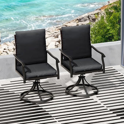 LEVELEVE 5 Piece Outdoor Patio Dining Set with 4 Swivel Dining Chairs & 1 Large Round Dining Table,Bistro Furniture Set for Lawn, Garden, Deck, Backyard and Porch