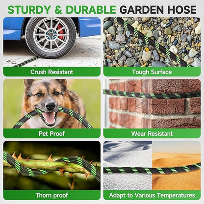 Garden Hose 25ft Flexible Non-Expandable Water Hose Ultra Lightweight Kink-Free Leak-Proof Durable & Abrasion-Resistant with 3/4" Brass Fittings for Patio Yard RV and Outdoor Use