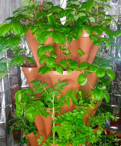 Mr. Stacky 10 Large 18x18x6 inch Vertical Gardening Stackable Planters - Terracotta Color