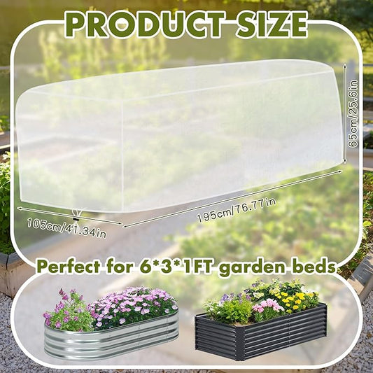 Woanger 3 Pack 6 x 3 x 2 ft Heightening Garden Netting for Raised Beds Plant Covers Garden Protection Fine Mesh Bird Netting with Drawstring for Protection Seedlings Vegetable Plant(77" x 41" x 25")