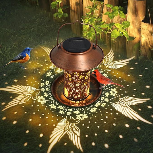 Christmas Bird Feeders for Outdoors Hummingbird Solar Lanterns Outdoor Waterproof Hanging Garden Decor Birthdays for Women Mom Metal Solar Decoration Outside for Yard, Patio,