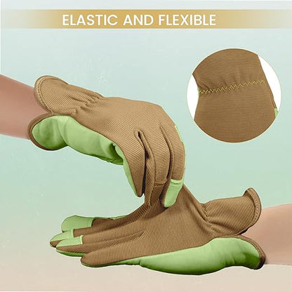 Gardening Gloves, Garden Gloves for Women and Men, Thorn Proof Working Gloves, Durable Leather Work Garden Gloves for Yard & Outdoor Work, Green, L