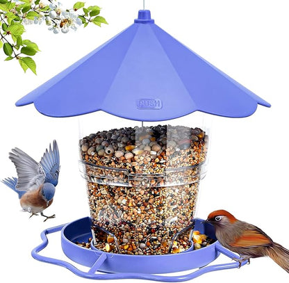 Hanizi Wild Bird Feeders for Outside, Hanging Bird Feeder Squirrel Proof, Outdoor Birds Feeders Wild Bird Seed, Garden Yard Decoration (Purple)
