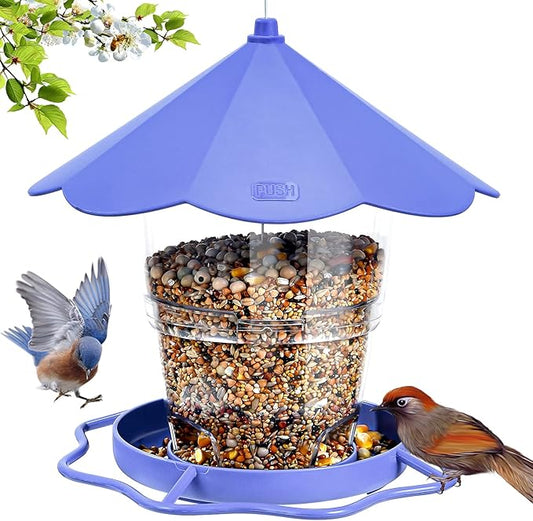 Hanizi Wild Bird Feeders for Outside, Hanging Bird Feeder Squirrel Proof, Outdoor Birds Feeders Wild Bird Seed, Garden Yard Decoration (Purple)