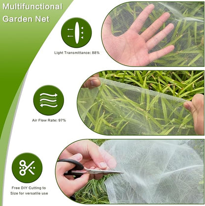 Garden Netting & Plant Netting, 10'x20' Fine Mesh Plant Protection Barrier, Garden Net Covers for Raised Beds, Mesh Fencing & Tree Net Bags, Protect Vegetables, Fruits, Plants & Flowers