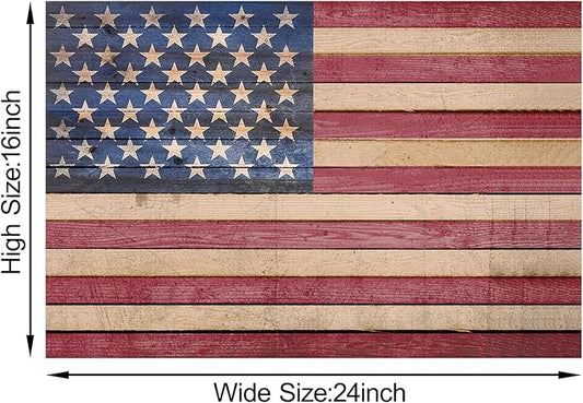 Berlun American Flag Wall Decor - Vintage Patriotic USA Flag Canvas Wall Art for Indoor Rustic Farmhouse Home Decor, 4th of July Independence Day Decoration, for Veterans Day AL-12 ﻿