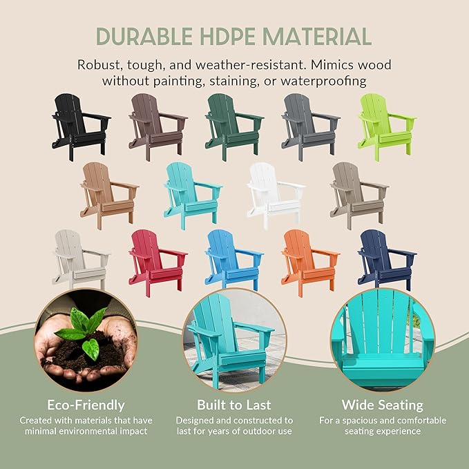 WestinTrends Malibu Malibu Outdoor Folding Poly Adirondack Chair (Set of 8), Turquoise