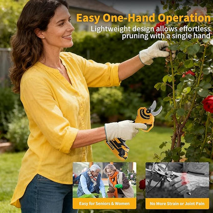 2-in-1 Electric Pruning Shears with Extension Pole, Cordless Power Pruner with 2 Inch Cutting Diameter, Brushless Motor, LCD Display & 2×2.0Ah Batteries for High Branch & Tree Trimming