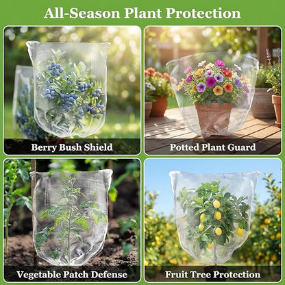 Bird Netting for Garden Protection - Sukh 3.5 x 4.6 FT Blueberry Bush Netting Covers with Drawstring Fine Mesh Plant Pest Barrier for Fruit Trees, Tomato, Strawberry, from Birds & Cicadas (1 Pack)