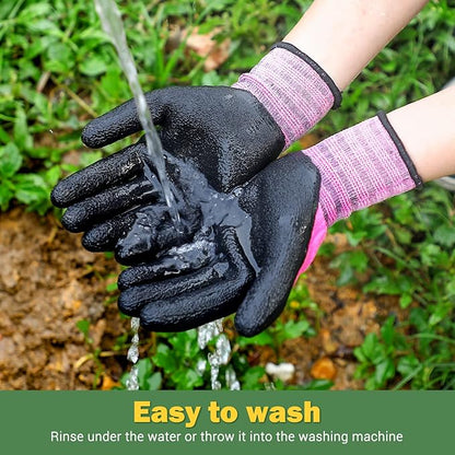 DOFOWORK Gardening Gloves - 6 Pair Gardening Gloves for Women/Men, Breathable Natural Latex Garden Gloves with Grip