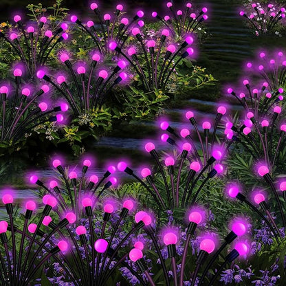 Kohlrabi Solar Garden Lights Outdoor, 6 Pack 48 LED Pink Firefly Lights Waterproof, Sway by Wind, Solar Swaying Light for Yard Patio Backyard Garden Planter Flower Bed Pathway Outdoor Decoration