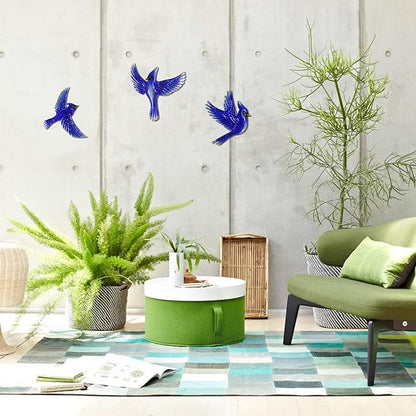 J-Fly Metal Birds Wall Decoration Bird Wall Hanging Decor Outdoor Metal Wall Art Blue Bird Outdoor Decor Suitable for Living Room Bedroom Patio Kitchen Outdoor Fence Decoration 9 Inch