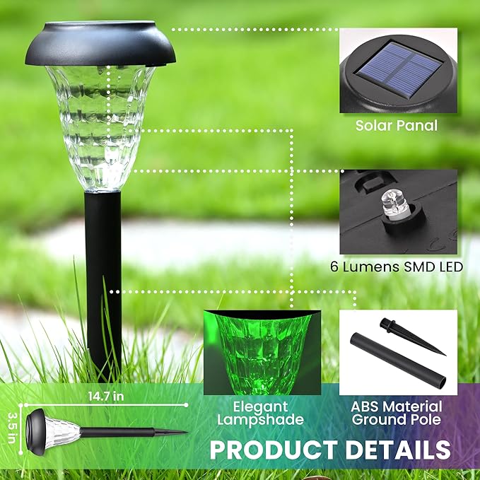 TISEJOY Solar Pathway Lights Outdoor Waterproof 16 Pack Color Changing Garden Light for Yard Patio Driveway Walkway Lawn Landscape Lighting for Outdoor 4th of July Decorations