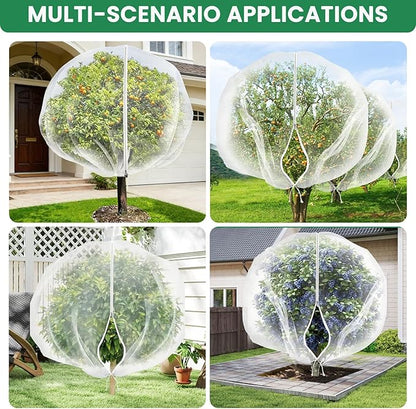 Bird Netting for Garden Protection, Fruit Tree Netting Bag with Zipper & Drawstring 2 Pack 5.3x6.6 Ft Reusable Garden Insect Netting Pest Barrier Mesh Cover for Vegetables,Bushes,Flowers and Plants