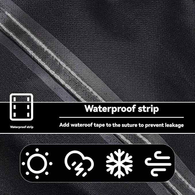 Outdoor Dining Table Cover - Heavy Duty Waterproof Cover for Patio Metal Steel Slat Table, Compatible 72" x 36" Black