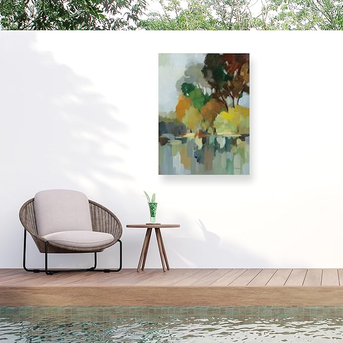 Trademark Fine Art Outdoor Canvas Art - Silvia Vassileva 'Lake in the Park I' Wall Art for Outdoor Spaces, Patios, or Gardens