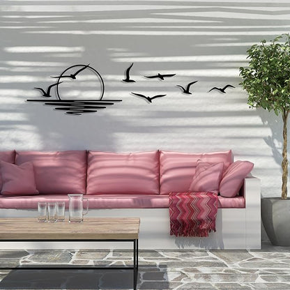 Sunrise Metal Wall Art, Sunset Metal Wall Decor for Living Room, Sunshine Line Art Home Decor Outdoor Indoor, Sun Design Modern Artwork for Walls, Abstract Sunset Wall Decor, Housewarming Gifts