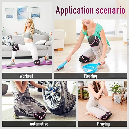 COOLJOB Women Men Knee Pads for Gardening House Working, Floor Cleaning and Construction, Durable Breathable Kneeling Cushion with Thick EVA Foam Padding and Adjustable Non-Slip Straps 1 Pair Pink