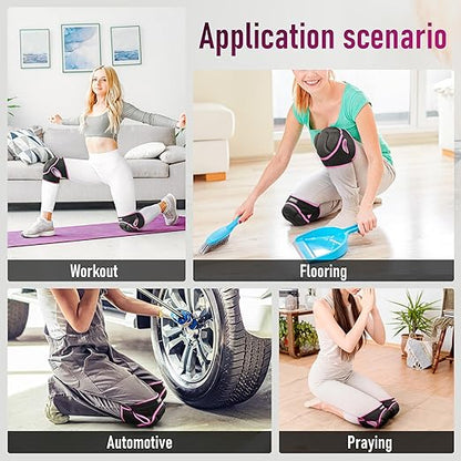COOLJOB Women Men Knee Pads for Gardening House Working, Floor Cleaning and Construction, Durable Breathable Kneeling Cushion with Thick EVA Foam Padding and Adjustable Non-Slip Straps 1 Pair Pink