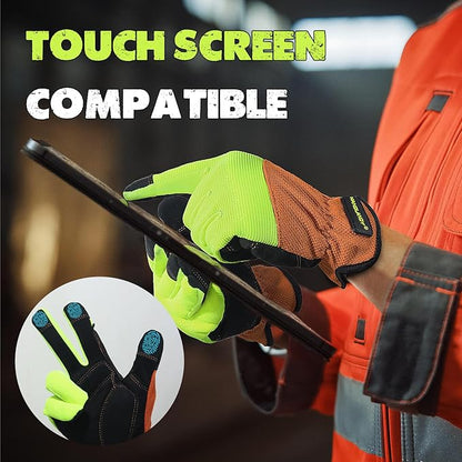 HANDLANDY Work Gloves for Men & Women, Utility Mechanic Working Gloves Touch Screen, Flexible Gardening Gloves for Yard