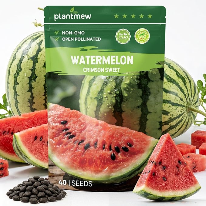 40 Heirloom Crimson Sweet Watermelon Seeds for Planting – Large Sweet Melon, High Germination, Fast-Growing, Ideal for Home Garden & Field