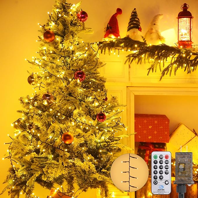 3000 LED Christmas Lights: Twinkle Lights for Christmas Tree - 214FT Fairy Light with Remote - Waterproof Warm White Light Plug in String Light for Bedroom Garland Party