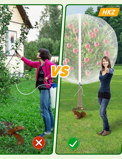 Fruit Tree Netting with Zipper - 2Pcs 8x5.3 Ft Garden Bird Netting for Blueberry Bushes with Drawstring,Insect Plant Protection Mesh Net Bags for Tomato,Flowers,Animals,Cherry (2, 5.3 x 8 FT)