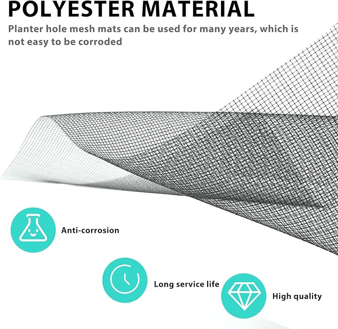 Mozeat Lens 5pcs Black Rectangular 11.8*7.8 inches Mesh Flower Pot Hole Mesh Pad for Indoor & Outdoor Plants