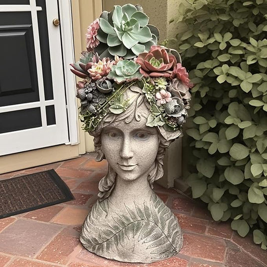 DiliComing Head-Planter Face-Planters Pot - 10 Inch Flower Pots Outdoor with Drainage Hole, Face Flower Pot Head Planter for Garden Decor, Gifts for Women and Housewarming Gift 6.5 x 6 x 10.2 Inch