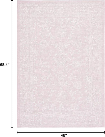 SAFAVIEH Courtyard Collection 4' x 5'7" Soft Pink/Ivory CY8680 Indoor/ Outside Waterproof Easy cleansingPatio Backyard Mudroom Area Mat